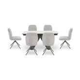 Pearl Extending Dining Table with 4 Perla Swivel Fabric Dining Chairs - Pendle Village Furniture